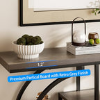GiftGo Narrow Console Table for Entryway Industrial 4-Tier Sofa Table Behind Couch with Circle Base Rustic Wooden Accent Tables with Storage Shelves for Living Room, Hallway, Foyer (Grey) - color: Grey