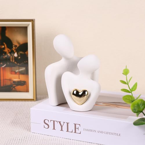 Mini Couple Statue - Ceramic Romantic Couple in Love Figurines for Decor Bedroom, TV Cabinet, Wedding Valentines Gift, Small Knick Knacks for Home Decor Shelve (4.72" White) - color: 4.72" White