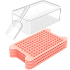Mini Ice Cube Tray for Freezer: FDDBI Small Ice Trays for Freezer with Bin - 117×4PCS Easy Release Nugget Ice Tray - Crushed Ice Tray with Container - color: Pink