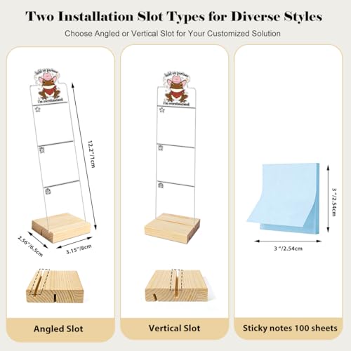Monitor Memo Board Sticky Note Organizer Computer Monitor Memo Board Hold On Partner Im Overstimulated Sign Acrylic Desk Accessories Removable Wooden Base Set Sticky Notes 100 Sheets 11.8×3.1 inches - color: Cowgirl Frog