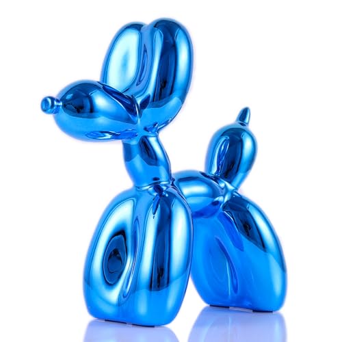 Balloon Dog Sculpture Modern Home Decor Collectible Figurines Funky Statues for Bedroom Trendy Animal Decor for Coffee Table Living Room Decor, 11.8*11.8*4.7inch, Blue - color: Blue, size: 11.8*11.8*4.7inch