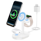 Hevanto 2026 3 in 1 Wireless Charging Station for Apple MagSafe Charger, 15W Fast Mag-Safe Charger Stand for iPhone 17 16 15 14 13 12 17e Apple Watch AirPods Compatible with MagSafe, White - color: White