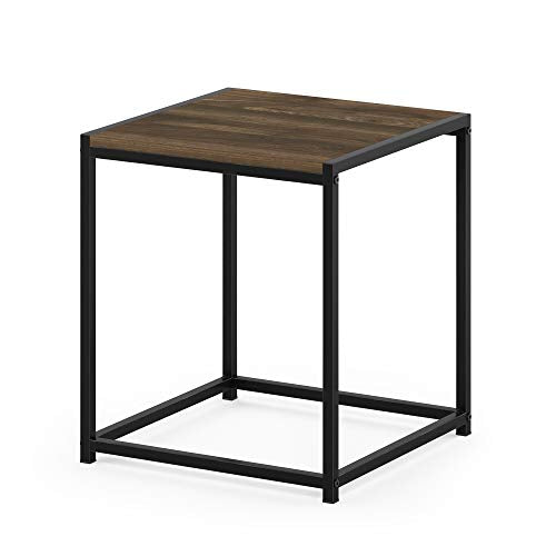 FURINNO Camnus Modern Living End Table, Columbia Walnut, 15.75 in x 15.75 in x 17.83 in - color: Columbia Walnut, size: 1 Tier, Metal Frame