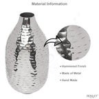 Hosley's 8.75" High Silver Finish Hammered Metal Vase. Ideal Gift for Floral Arrangements Weddings, Special Events, Aromatherapy,Spa, Reiki, Meditation O4 - color: Silver 5