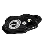 Ceramic Jewellery Dish Trinket Dish Jewelry Tray Cloud Shape Tray Perfume Tray Rings/Earrings/Bracelets/Watch/Keys Tray for Valentine's Day//Mother's Day/Birthday Gift (Black) - color: Black