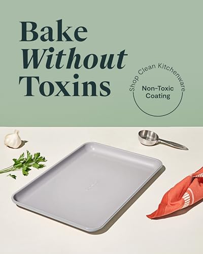 Caraway Non-Stick Ceramic Baking Sheet - Naturally Slick Ceramic Coating - Non-Toxic, PTFE & PFOA Free - Perfect for Baking, Roasting, and More - Medium (15" x 10") - Gray - color: Gray, size: Medium 10" x 15"