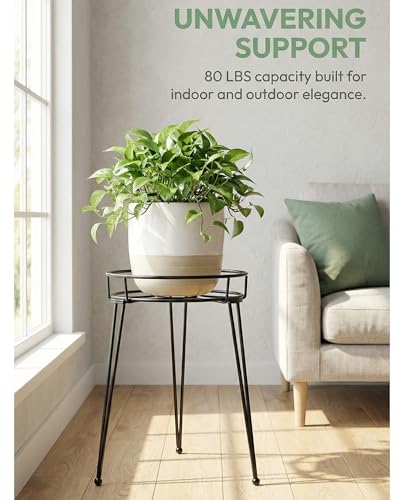 Midcentury Modern Metal Potted Plant Stand 18.7 inches Tall Flower Pot Holder Large Rustproof Iron Garden Container Heavy Duty Rack for Planter,Black (18.7 inches Tall Black) - color: 18.7 inches Tall Black