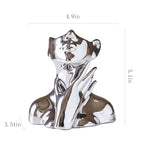 BrownLove Silver Ceramic Face Vase, Modern Silver Decorative Art Vase, Bookshelf Placed On The Desktop, Small Living Room, Office and Bedroom - style: Silver-Charming