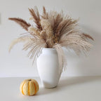 White Ceramic Pottery Barn Vase with Handles - 10" Large Decorative Terracotta Vase for Pampas Grass, Rustic Farmhouse Boho Vases for Home Decor, Living Room, Mantel, Table, Shelf - style: Sandstone White Pottery