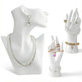 3 Pcs White Jewelry Display Mannequin Set Including Boutique Bust Holder and Hand Models Bracelet Ring Earring Showcase Display Holdor Stand for Boutique and Photography