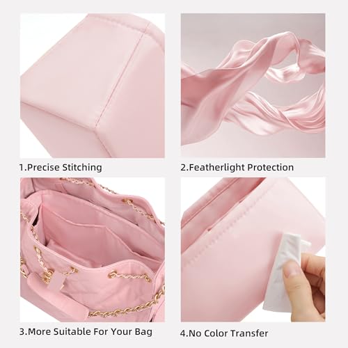 DGAZ Silk Purse Organizer Insert Fits Chanel 25 Handbags，Silky Smooth Bag Organizer，Luxury Handbag & Tote Shaper(Pink,Small) - color: Pink, size: Small