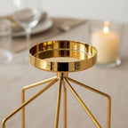 Qianly Iron Art Candle Holder Romantic Atmosphere Nordic Candlestick Minimalist Geometric Metal Candlestick for Candlelight Dinner, Living Room, Black, M