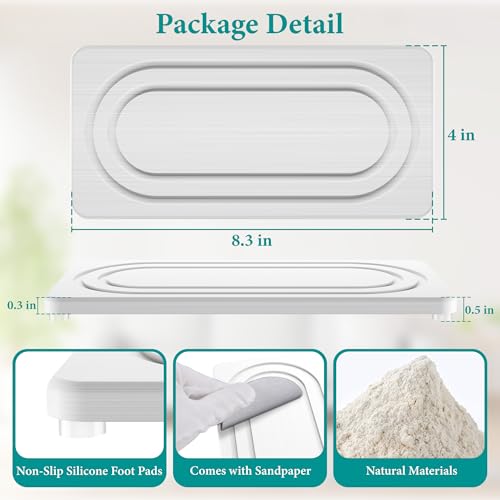 Water Absorbing Stone Tray, Quick Drying Diatomite Bathroom Tray Countertop, Stone Drying Mat for Kitchen Counter, Soap Dish Dispenser Vanity Organizer, White-B-8.3" x 4" - color: White B