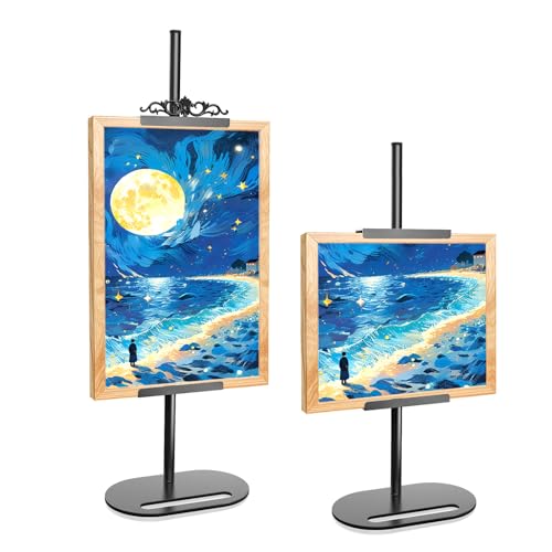 Adjustable Tabletop Picture Frame Stand with Removable Decorative Top,Metal Display Easel stand for Photos, Paintings,Signs & Canvas, Desktop Picture Holder for Frames up to 29.8" H (1 PACK)