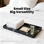 WeDoDecor Luxury Real Black Marble Bathroom Small Tray Vanity Decorative Rectangular Stone Tray for Countertops Dresser Guest Towels Holder Makeup Cologne Organizer for Toilet Tank Bathroom Accessory