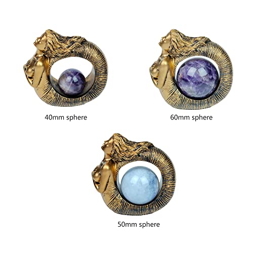 Mermaid Conch Crystal Ball Stand Sphere Display, Natural Healing Feng Shui Glass Orb Holder Base Statue Decoration, for 40mm-60mm Sphere - style: Mermaid Conch