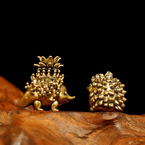 Retro Handcrafted Quirky Hedgehog Ornament - 100% Solid Brass Durian Hedgehog Sculpture | Vintage Style Collectible Art Piece for Home & Office | Unique Gift for Animal Lovers & Food Enthusiasts - style: Durian Hedgehog