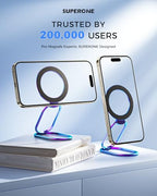 SUPERONE [2025 Upgraded] Mag Safe Phone Ring Holder, Adjustable Magnetic Kickstand & Removable Phone Grip Compatible with Wireless Charging Only for iPhone 17 & 16 & 15 & 14 & 13 Series (Colorful) - color: Colorful