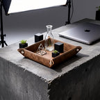 siduater Valet Tray Desktop Storage Organizer – Vegan Leather Catchall Bedside Vanity Tray Nightstand Caddy Holder for Remote Controller, Watch, Keys, Phone, Wallet, Coin, Jewelry, Stone Khaki - color: Stone Khaki