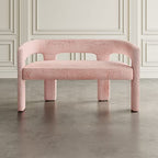 Jofran Gwen Modern Luxury Jacquard Fabric Upholstered Hallway Bedroom Sculpture Bench, 49" W X 22" D X 29.5" H, Pink - color: Pink