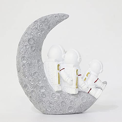 BUTILIVEEN Astronaut Decor Family Sculptures, Astronaut Family of 3 Figurines, Space Themed Bedroom Decor, Desktop Decor, Shelf Decor, Gifts for Space Lovers, Gold Astronaut Home Deocr - style: Family of 3