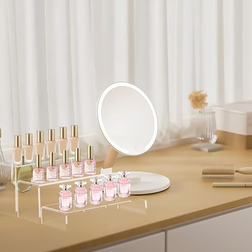 6 PCs Risers Display Stands 3 Tiers Desktop Acrylic Shelves Cake Dessert Holder Products Stand for Collectibles Shoes Jewels Pop Figure (Clear) - color: Clear