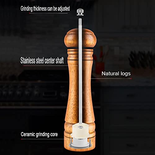 Wooden Pepper Mill Pepper Grinder Kit Manual mills Solid With Strong Adjustable Ceramic Grinders Set 8 Inches - color: B Retro colour Pepper Mill