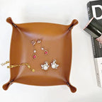 Valet Tray, EDC Catchall Tray for Keys, Watches, Jewelry, Coin and Wallet, Desktop Organizer (Brown-S) - color: Brown
