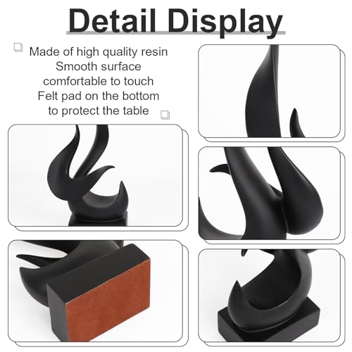 Modern Flame Sculpture Decor Flame Statue Resin Sculptures Abstract Art Figurines Centerpiece Sculpture for Home Decor Living Room Stand Coffee Table Office Decor(Black-B) - color: Medium Black-b