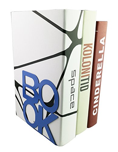 Winterworm Cute Fashion Book Style Nonskid Bookends Art Bookend Home Office Kitchen Book Shelf (Blue) - color: Blue