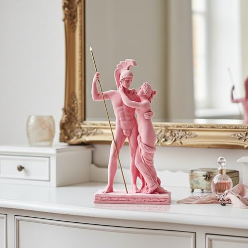 Velvet Flocked Statue Ares & Aphrodite, Flocked Sculpture Mythological Symbolism Figurine for Living Room, Bookshelf, Offices, Table Decor (Pink) - color: Ares & Aphrodite-pink