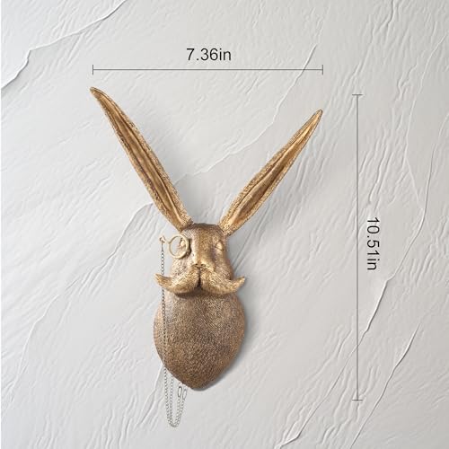 UITWMKTG Gold Animal Head Wall Decor Wall Sculpture Home Decor Statue for Living Room Office Bedroom Modern Decor for Men Women Rabbit - color: Rabbit