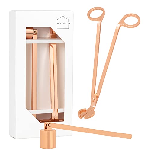 Airy Abode Candle Wick Trimmer and Candle Snuffer Accessory Set – Pick Your Color - color: Rose Gold