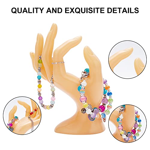 Plastic Hand Jewelry Display Holder, Moccasin OK Shaped Hand Ring Jewelry Organizer for Earring, Ring, Watch, Bracelet Storage, 2.91 x 3.13 x 6.49 Inches - color: Yellow