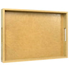 20 * 14 inches Leather Rectangle Serving Tray with Hole Handles,High-End Light Large Service Tray for Ottoman Tray, Tea, Food, Butler - Countertop, Kitchen,Family Dinner, Picnic (Brown) - color: Brown, size: 20" x 14" x 2"
