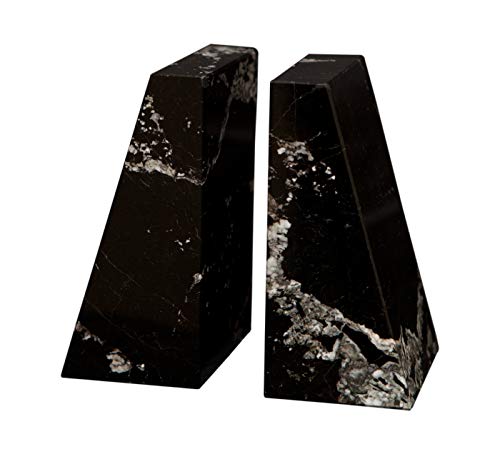 Modern Wedge Marble Bookends (Black Zebra) - color: Black Zebra