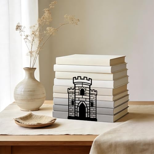 WADORN 1 Pair Vintage Castle Decorative Bookends, Medieval Period Castle Heavy Duty Metal Book Stands Black Novelty Non-Skid Book Stopper for Library Home Office Dorm Reading Room, 5.3x4.3x7.9 Inch - color: Medieval Castle