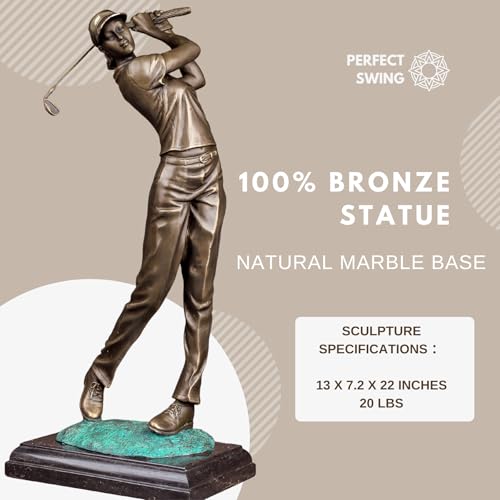 22'' Modern Golf Female Bronze Statue, Bronze Golfer Figurine Sculpture Ornament with Marble Base Classical Art Craft for Home Office Decor Collection Gift - size: 22" Madam
