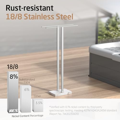 KES Standing Towel Rack Taller Version, 37" H (Equal Height) Bathroom Towel Rack Stand with Marble Base, Free Standing Towel Holder Stand, SUS304 Stainless Steel Brushed Finish, BTH229-2 - color: Brushed Finish, size: 37" H (Equal-height)