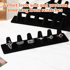 4 Pcs Black Velvet Ring Display, 6 Finger Rings Display for Ring Storage