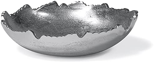 Red Co. 8.75” Silver Moon Decorative Metal Torn Hammered Asymmetrical Centerpiece Bowl with Pointed Edges - color: Silver