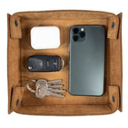 Hide & Drink, Leather Catchall Change Keys Coins Jewels Box Tray Big Storage, Handmade :: Old Tobacco - color: Old Tobacco