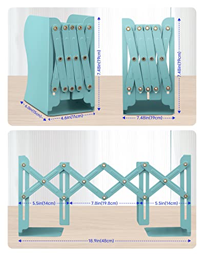 Honagu Adjustable Bookends, Metal Book Ends for Shelves Heavy Book, Desk Magazine File Organizer for Home, Office, Books, Papers, Extends up to 19 inches, Gifts for Students,Teachers (Light Green) - color: Light Green