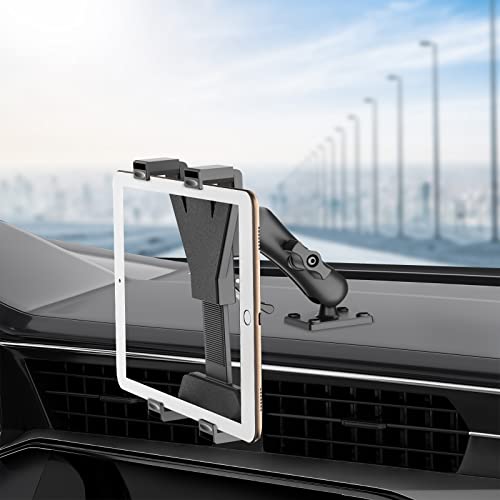 OHLPRO Heavy Duty Drill Base Tablet Holder for Trucks & Boats – Permanent Dashboard Mount for 7-11’’ iPad mini/Air/Pro – Anti-Shake Vibration-Free Navigation Mount for Wall, Desk, Commercial Vehicles - size: 1-Stage Arm