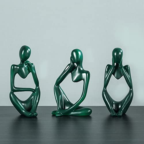 BMLCGJ Thinker Statue Gold Decor Abstract Art Sculpture, Golden Resin Collectible Figurines for Home Living Room Office Shelf Decoration,Great Gift Ideas (Green) - color: Green