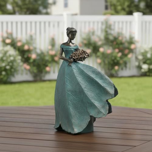 Guichifun Fairy Statue Collection Home Decoration - Leaf Angel Girls Resin Home Garden Patio Decor Memorial Gift for Mom Outside or Inside Outdoor Yard Decorations Figurines 7.5 x 4.5 x 11.5 Inch - color: Green-flower, size: Large