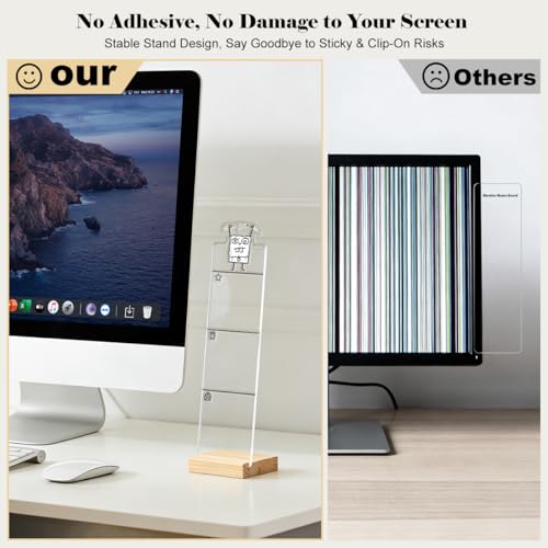 Monitor Memo Board Sticky Note Organizer Computer Monitor Memo Board Acrylic Desk Accessories Removable Wooden Base Set Sticky Notes 100 Sheets 11.8×3.1 inches - color: Nasalcannula