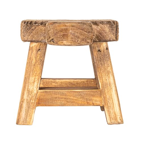 Creative Co-Op Small Wood Pedestal with Handle - color: Natural, size: Square, style: Rectangle