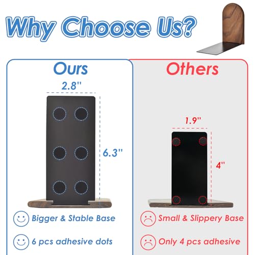 Book Ends, Sturdy Wooden Bookends for Shelves - Heavy Duty Non-Slip Book Organizers, Decorative Bookend Holders for Home Office, Library, Black Walnut Universal Economy Bookend, Small, 1 Pair - color: Black Walnut, size: Small