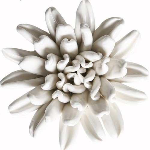 Ceramic Flower Wall Decor Handmade Rose Art Flower for Living Room Home Hallway Bedroom Kitchen Farmhouse Bathroom Dining Room Starfish Lotus White 5.9 in - color: Starfish Lotus White, size: 5.9 in